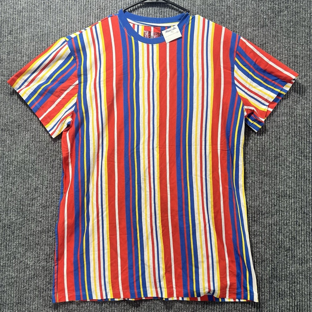 San Francisco Work Shirts Mens XL Vertical Stripe T-Shirt Multi-Color Cotton NWT